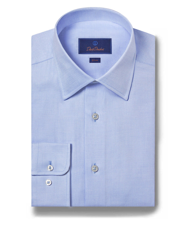 david donahue SBSP02100454 | Light Blue Dobby Weave Dress Shirt Shirt