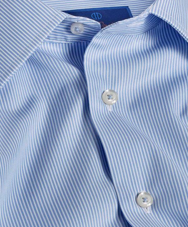 David Donahue SBSP09950135 | Blue & White Fine Stripe Dress Shirt Shirt
