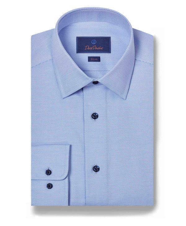 david donahue SBSP10005423 | Blue Micro Dobby Dress Shirt Shirt david donahue SBSP10005423 | Blue Micro Dobby Dress Shirt Shirt
