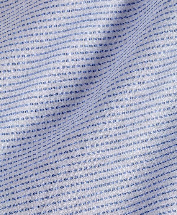David Donahue SBSP10007135 | White & Blue Horizontal Dobby Dress Shirt Shirt