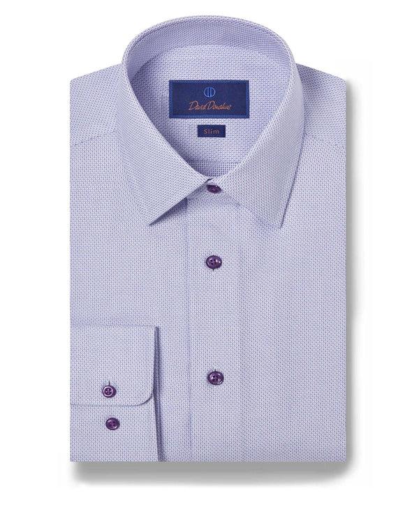 david donahue SBSP10009550 | Lilac & Blue Micro Dobby Dress Shirt Shirt