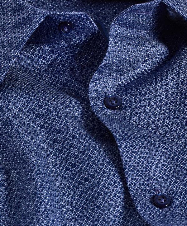 David Donahue SBSP10010412 | Navy Geometric Dot Print Dress Shirt Shirt