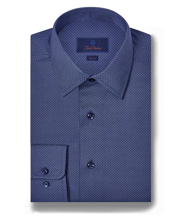 david donahue SBSP10010412 | Navy Geometric Dot Print Dress Shirt Shirt