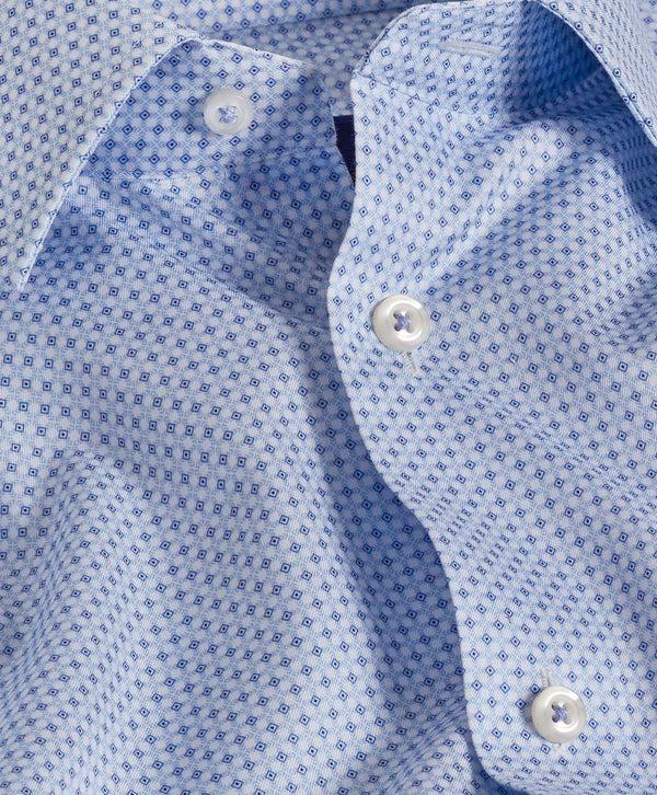 David Donahue SBSP10215423 | Blue Geometric Print Dress Shirt Shirt