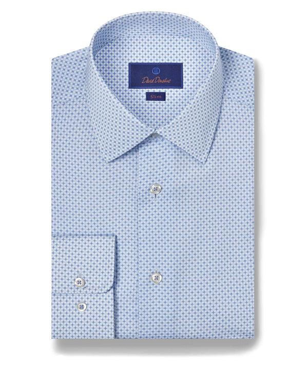 david donahue SBSP10215423 | Blue Geometric Print Dress Shirt Shirt