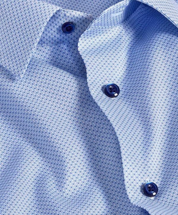 David Donahue SBSP11006454 | Sky Micro Print Dress Shirt Shirt