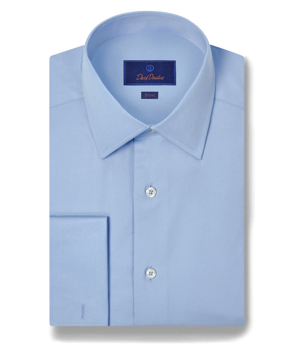 david donahue SFCSP6110423 | Blue Broadcloth French Cuff Dress Shirt Shirt