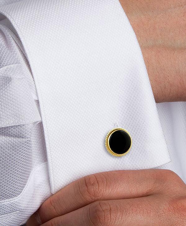 David Donahue SS806313 | Onyx & Gold Plated Sterling Stud Set Accessories