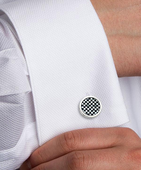 David Donahue SS866602 | Onyx & Mother Of Pearl Sterling Checkerboard Stud Set Accessories