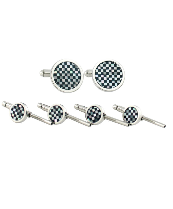 david donahue SS866602 | Onyx & Mother of Pearl Sterling Checkerboard Stud Set Accessories