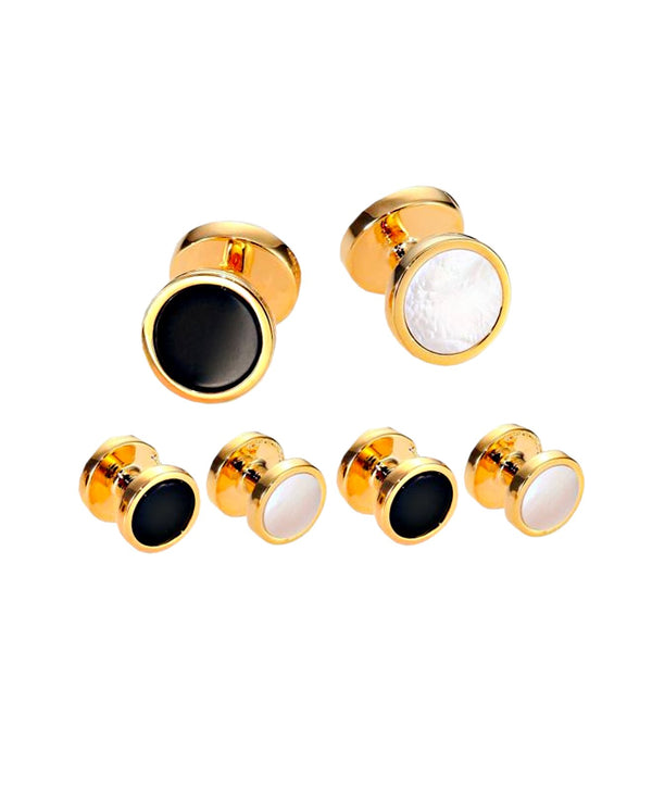 david donahue SS880509 | Mother of Pearl & Onyx reverse Brass Stud Set Accessories