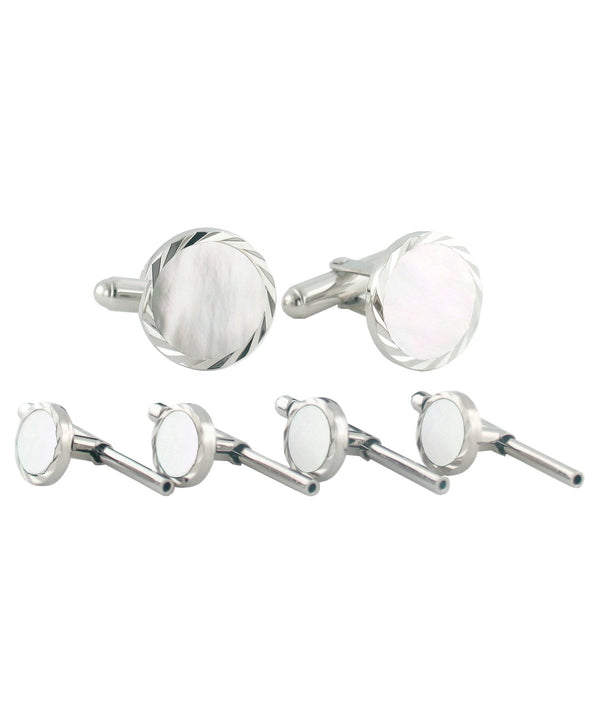 david donahue SS890702 | Sterling Silver Mother of Pearl Diamond Cut Stud Set Accessories