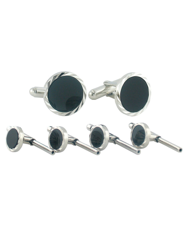 david donahue SS890902 | Sterling Silver Onyx Diamond Cut Stud Set Accessories