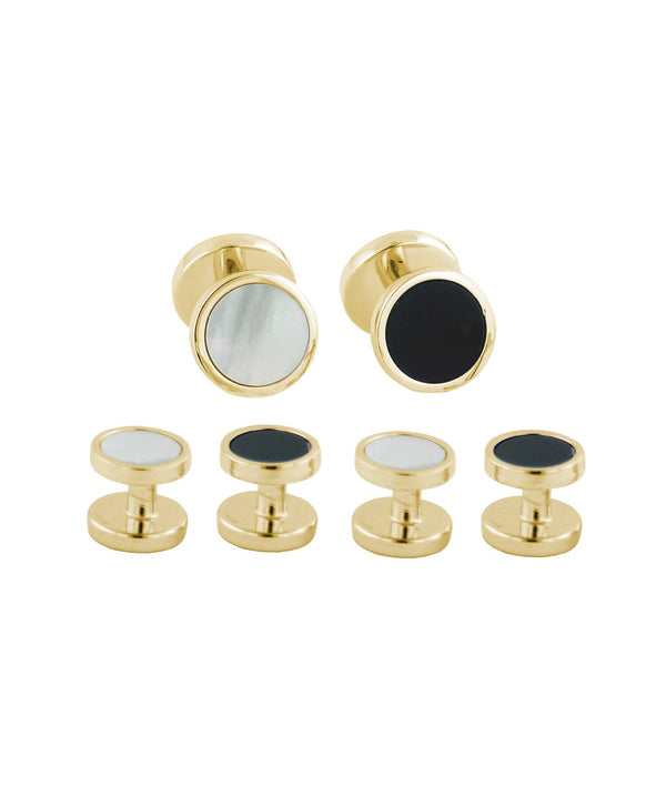 david donahue SS892313 | Gold Plated Sterling Silver Onyx & Mother of Pearl Stud Set Accessories