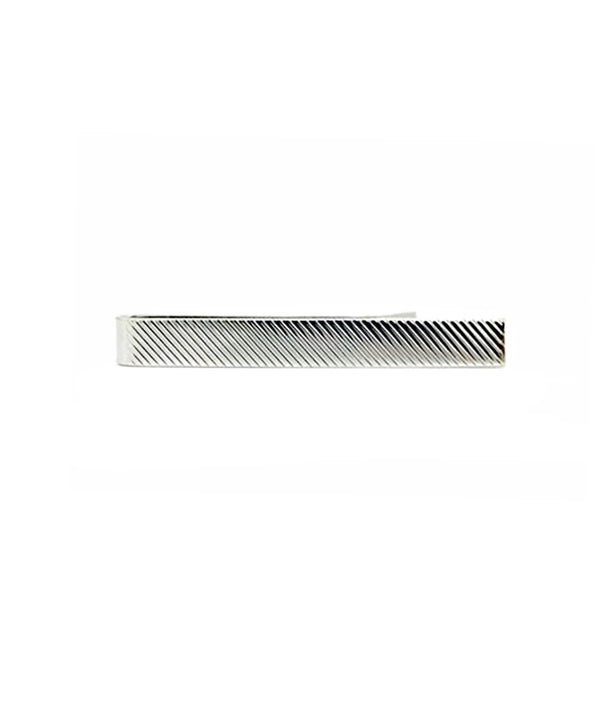 David Donahue TB310602 | Silver Diagonal Striped Tie Bar Accessories
