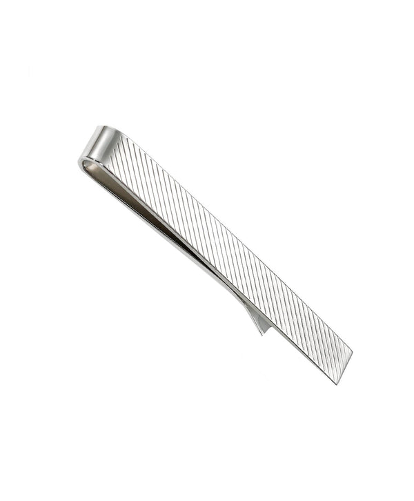 david donahue TB310602 | Silver Diagonal Striped Tie Bar Accessories david donahue TB310602 | Silver Diagonal Striped Tie Bar Accessories