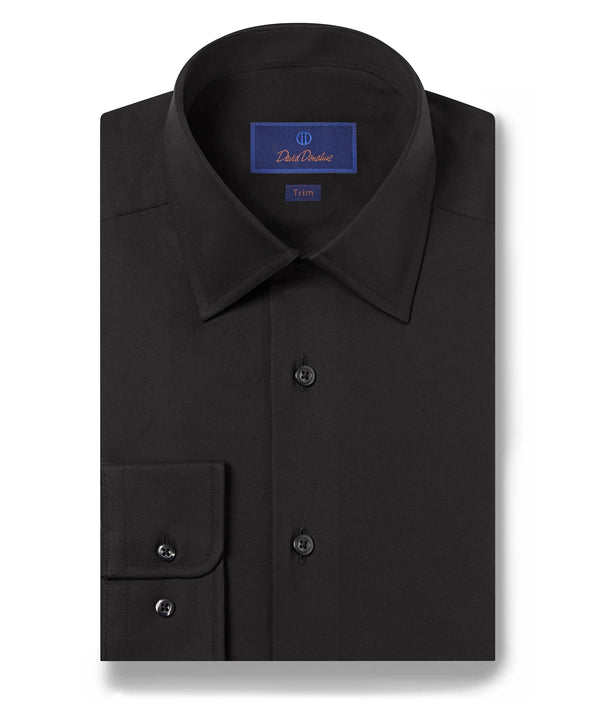 david donahue TBCSP4130002 | Black Super Fine Twill Dress Shirt Shirt