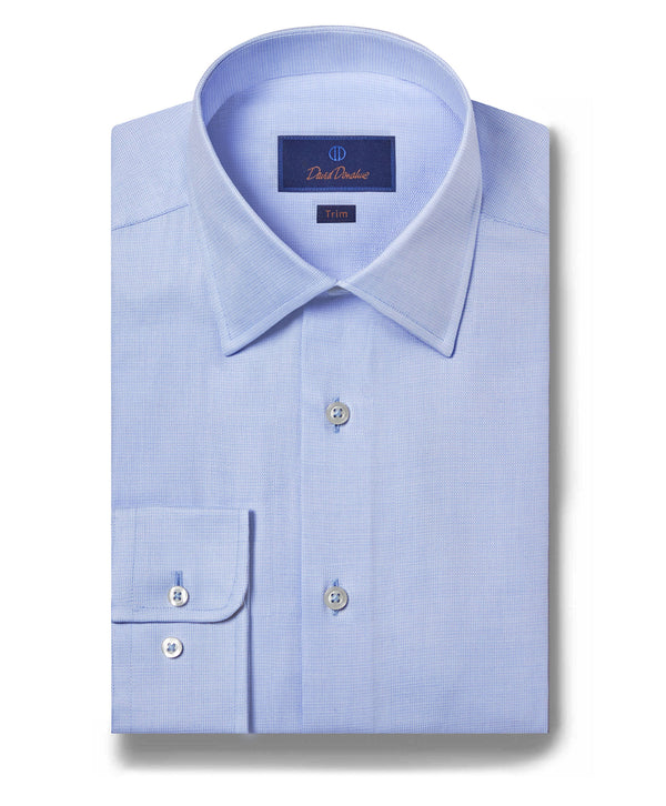 david donahue TBSP02100454 | Light Blue Dobby Weave Dress Shirt Shirt