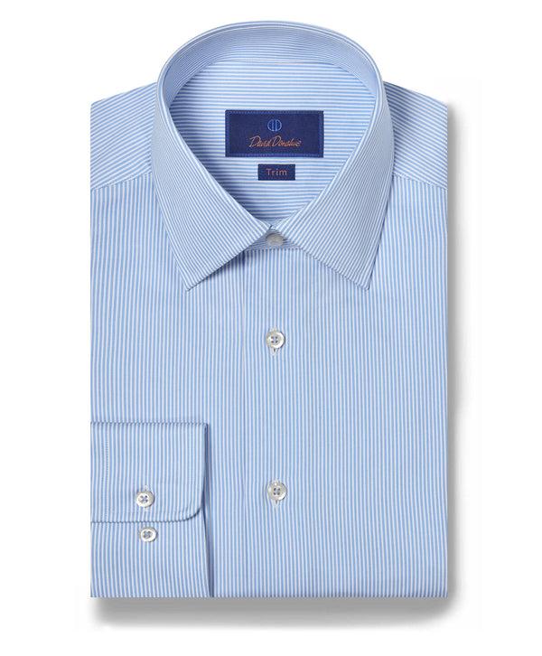 david donahue TBSP09950135 | Blue & White Fine Stripe Dress Shirt Shirt