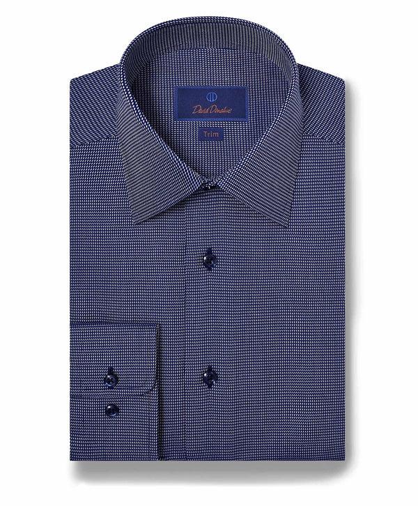 david donahue TBSP10002412 | Navy Textured Twill Dress Shirt Shirt