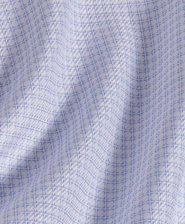 David Donahue TBSP10028135 | White & Blue Box Dobby Dress Shirt Shirt
