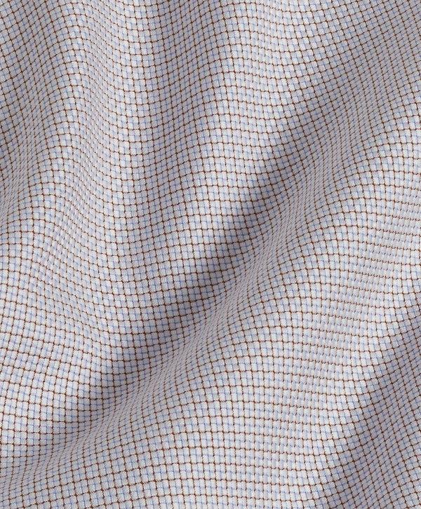 David Donahue TBSP10030421 | Sky & Chocolate Micro Check Dress Shirt Shirt
