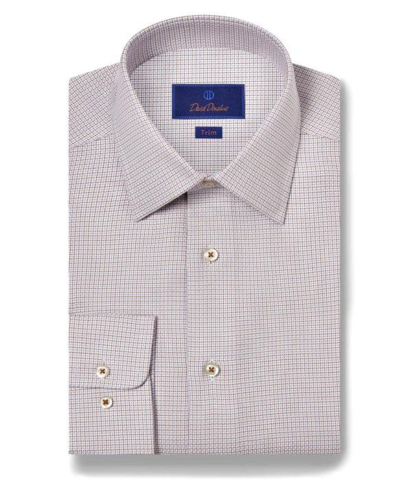 david donahue TBSP10030421 | Sky & Chocolate Micro Check Dress Shirt Shirt