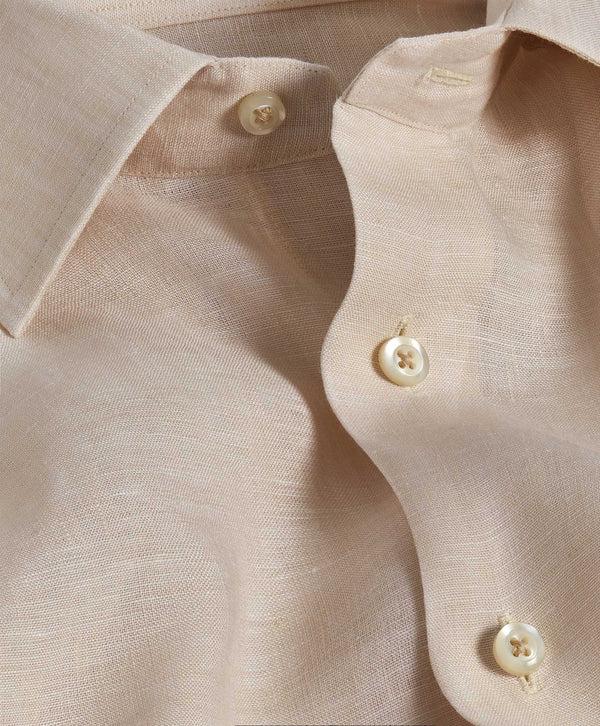 David Donahue TBSP10104285 | Sand Linen Dress Shirt Shirt