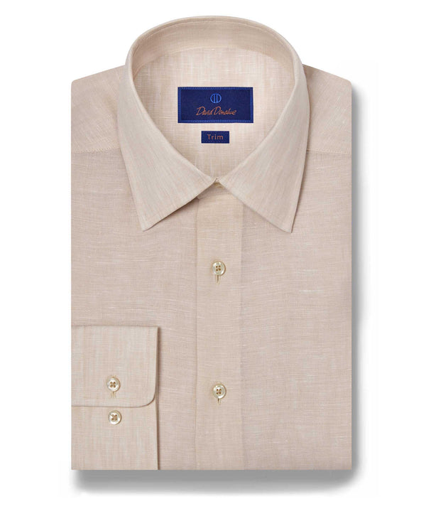 david donahue TBSP10104285 | Sand Linen Dress Shirt Shirt
