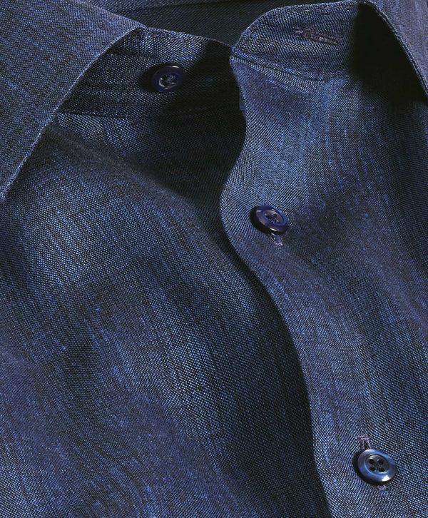 David Donahue TBSP10104412 | Navy Linen Dress Shirt Shirt