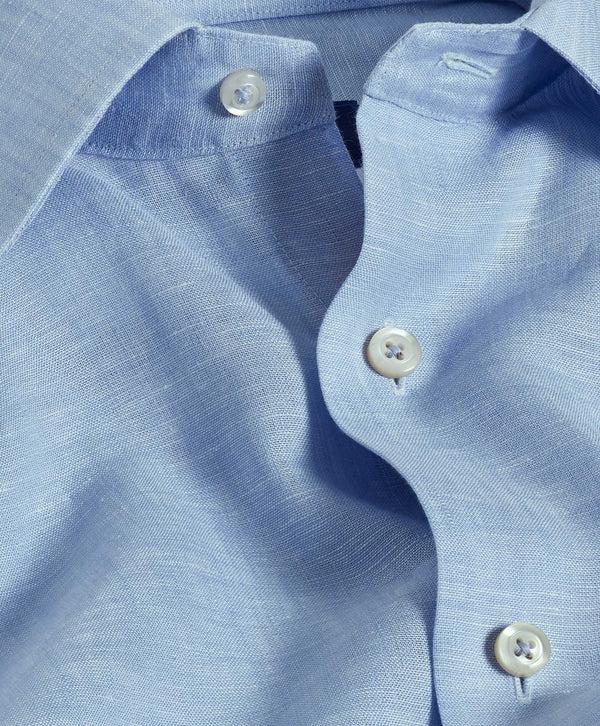 David Donahue TBSP10104454 | Sky Linen Dress Shirt Shirt