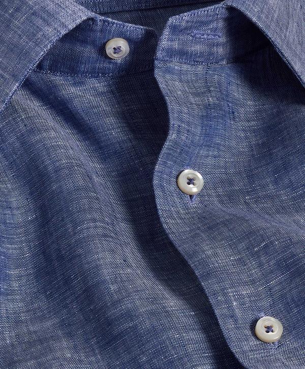 David Donahue TBSP10104476 | Denim Linen Dress Shirt Shirt