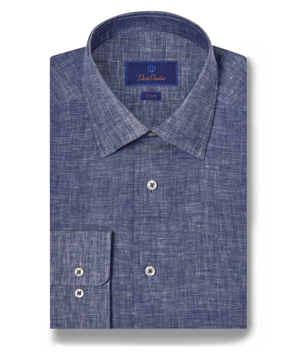 david donahue TBSP10104476 | Denim Linen Dress Shirt Shirt