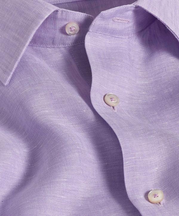 David Donahue TBSP10104534 | Lilac Linen Dress Shirt Shirt