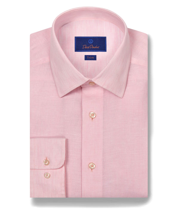 david donahue TBSP10104650 | Pink Linen Dress Shirt Shirt
