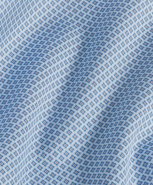 David Donahue TBSP10622459 | Blue & Melon Neat Print Dress Shirt Shirt