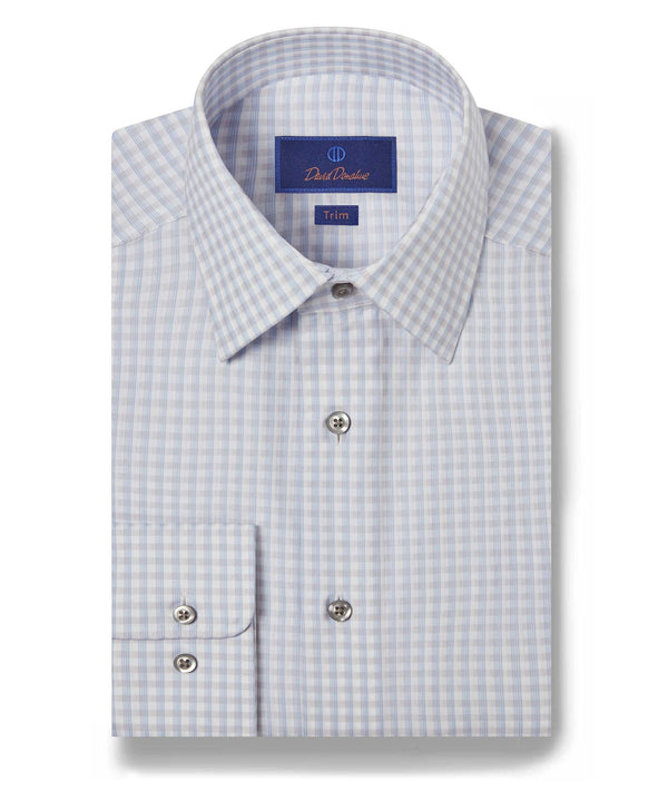david donahue TBSP10802469 | Sky & Gray Dobby Check Dress Shirt Shirt