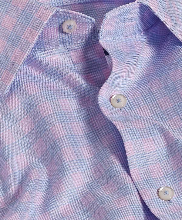 David Donahue TBSP10810465 | Sky & Berry Twill Check Dress Shirt Shirt