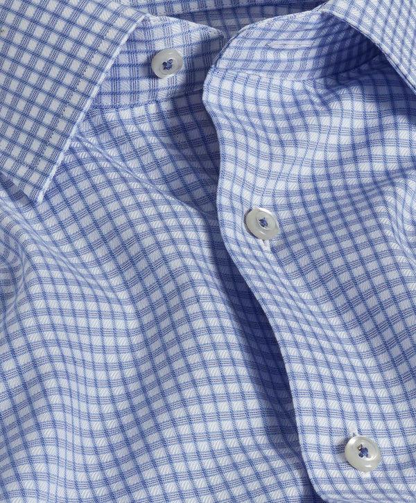 David Donahue TBSP10834402 | Blue & Sky Textured Check Dress Shirt Shirt