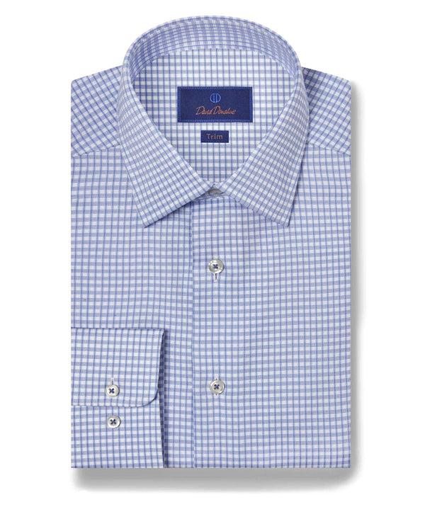 david donahue TBSP10834402 | Blue & Sky Textured Check Dress Shirt Shirt
