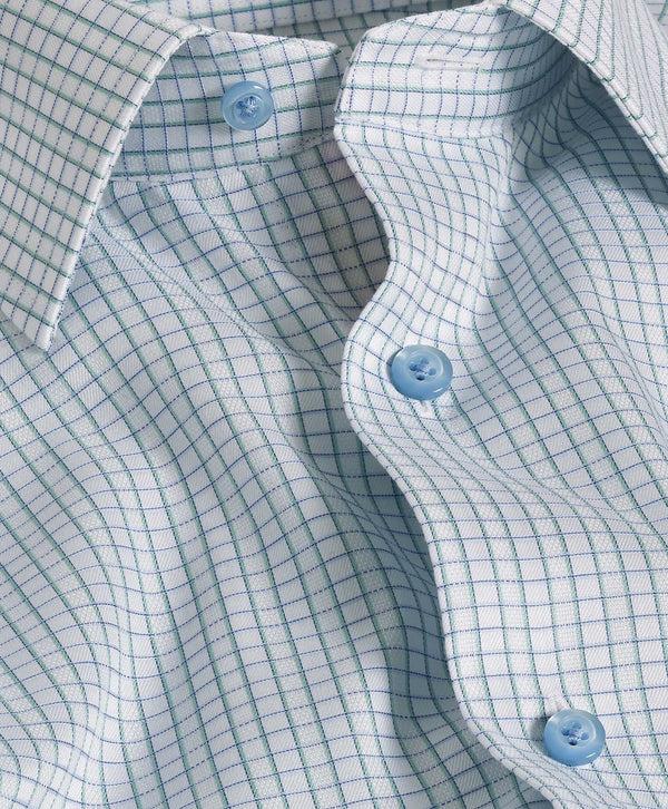 David Donahue TBSP10837354 | Green & Sky Dobby Check Dress Shirt Shirt