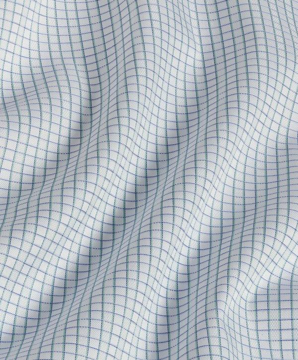 David Donahue TBSP10837354 | Green & Sky Dobby Check Dress Shirt Shirt