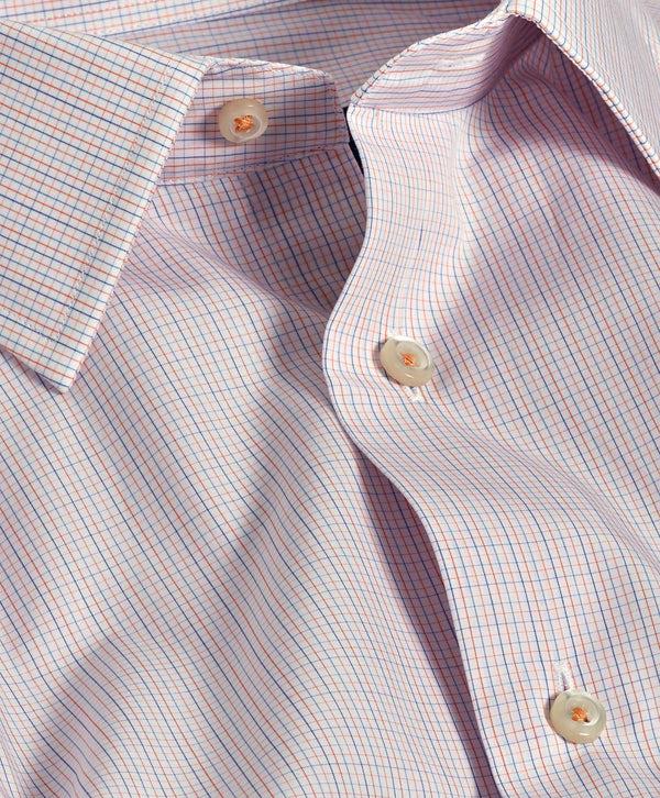 David Donahue TBSP10853180 | White & Melon Micro Check Dress Shirt Shirt