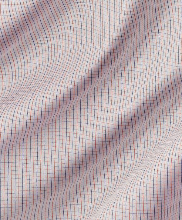 David Donahue TBSP10853180 | White & Melon Micro Check Dress Shirt Shirt