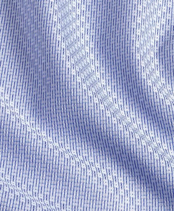 David Donahue TBSP11003136 | White & Sky Geometric Dobby Dress Shirt Shirt