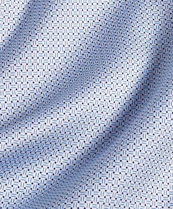 David Donahue TBSP11010135 | White & Blue Micro Print Dress Shirt Shirt