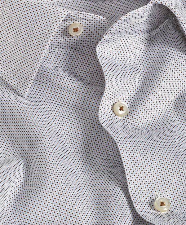 David Donahue TBSP11033214 | Chocolate & Sky Dot Print Dress Shirt Shirt