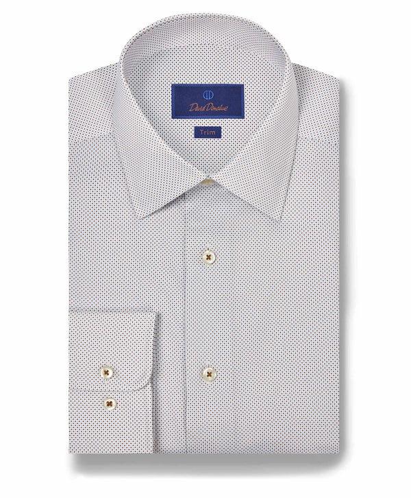david donahue TBSP11033214 | Chocolate & Sky Dot Print Dress Shirt Shirt
