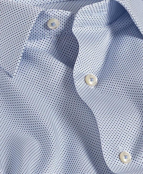 David Donahue TBSP11033450 | Navy & Sky Dot Print Dress Shirt Shirt
