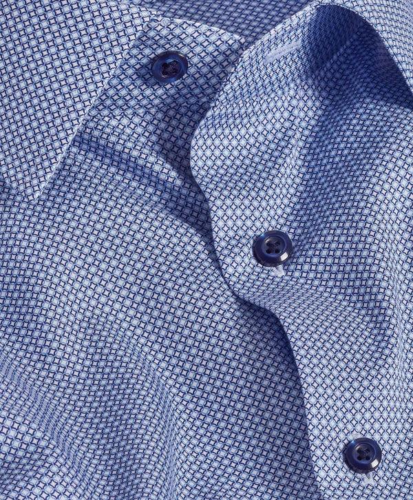 David Donahue TBSP11034474 | Navy & Blue Geometric Print Dress Shirt Shirt